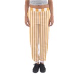 Vertical Stripes - White and Pastel Orange Women s Jogger Sweatpants