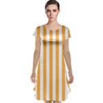 Vertical Stripes - White and Pastel Orange Cap Sleeve Nightdress