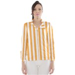 Vertical Stripes - White and Pastel Orange Wind Breaker (Women)