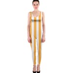 Vertical Stripes - White and Pastel Orange OnePiece Catsuit