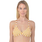 Vertical Stripes - White and Pastel Orange Reversible Tri Bikini Top