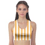 Vertical Stripes - White and Pastel Orange Women s Sports Bra