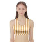 Vertical Stripes - White and Pastel Orange Women s Sports Bra with Border