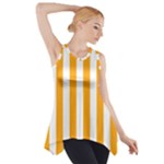 Vertical Stripes - White and Dark Tangerine Orange Side Drop Tank Tunic