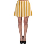 Vertical Stripes - White and Dark Tangerine Orange Skater Skirt