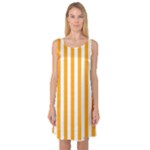 Vertical Stripes - White and Dark Tangerine Orange Sleeveless Satin Nightdress