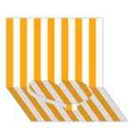 Vertical Stripes - White and Dark Tangerine Orange Heart Bottom 3D Greeting Card (7x5)