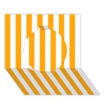 Vertical Stripes - White and Dark Tangerine Orange Circle 3D Greeting Card (7x5)