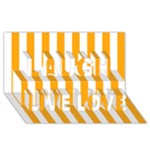 Vertical Stripes - White and Dark Tangerine Orange Laugh Live Love 3D Greeting Card (8x4)