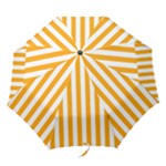 Vertical Stripes - White and Dark Tangerine Orange Folding Umbrella