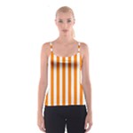 Vertical Stripes - White and Orange Spaghetti Strap Top