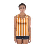 Vertical Stripes - White and Orange Women s Sport Tank Top