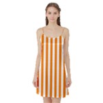 Vertical Stripes - White and Orange Satin Night Slip