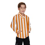 Vertical Stripes - White and Orange Wind Breaker (Kids)