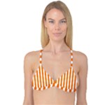 Vertical Stripes - White and Orange Reversible Tri Bikini Top