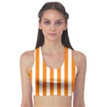 Vertical Stripes - White and Orange Women s Sports Bra