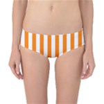 Vertical Stripes - White and Orange Classic Bikini Bottoms