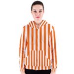 Vertical Stripes - White and Safety Orange Women s Zipper Hoodie