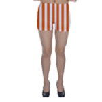 Vertical Stripes - White and Safety Orange Skinny Shorts