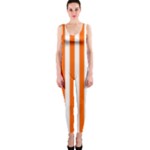 Vertical Stripes - White and Safety Orange OnePiece Catsuit