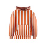 Vertical Stripes - White and Tangelo Orange Kid s Pullover Hoodie