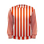 Vertical Stripes - White and Tangelo Orange Women s Sweatshirt