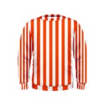 Vertical Stripes - White and Tangelo Orange Kid s Sweatshirt