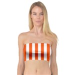 Vertical Stripes - White and Tangelo Orange Bandeau Top