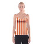 Vertical Stripes - White and Tangelo Orange Spaghetti Strap Top