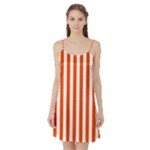 Vertical Stripes - White and Tangelo Orange Satin Night Slip