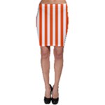 Vertical Stripes - White and Tangelo Orange Bodycon Skirt