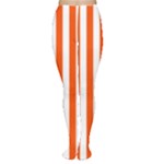 Vertical Stripes - White and Tangelo Orange Women s Tights