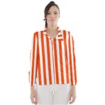 Vertical Stripes - White and Tangelo Orange Wind Breaker (Women)