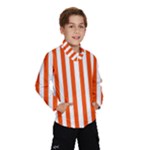 Vertical Stripes - White and Tangelo Orange Wind Breaker (Kids)