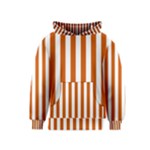 Vertical Stripes - White and Burnt Orange Kid s Pullover Hoodie