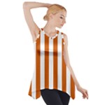 Vertical Stripes - White and Burnt Orange Side Drop Tank Tunic