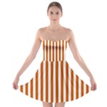 Vertical Stripes - White and Burnt Orange Strapless Bra Top Dress