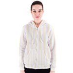 Vertical Stripes - White and Cornsilk Yellow Women s Zipper Hoodie