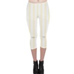 Vertical Stripes - White and Cornsilk Yellow Capri Leggings