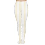 Vertical Stripes - White and Cornsilk Yellow Women s Tights