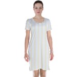 Vertical Stripes - White and Cornsilk Yellow Short Sleeve Nightdress