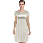 Vertical Stripes - White and Cornsilk Yellow Cap Sleeve Nightdress