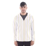 Vertical Stripes - White and Cornsilk Yellow Hooded Wind Breaker (Men)