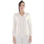 Vertical Stripes - White and Cornsilk Yellow Wind Breaker (Women)