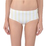 Vertical Stripes - White and Cornsilk Yellow Mid-Waist Bikini Bottoms