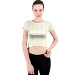 Vertical Stripes - White and Cream Yellow Crew Neck Crop Top