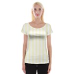 Vertical Stripes - White and Cream Yellow Women s Cap Sleeve Top