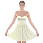 Vertical Stripes - White and Cream Yellow Strapless Bra Top Dress