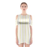 Vertical Stripes - White and Cream Yellow Women s Cutout Shoulder Dress