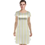 Vertical Stripes - White and Cream Yellow Cap Sleeve Nightdress